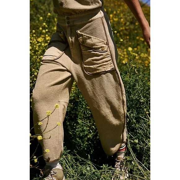 NWT Free People Timko Onesie One Piece Wide Leg Jumpsuit FP Movement Sweat Tan - Picture 10 of 10